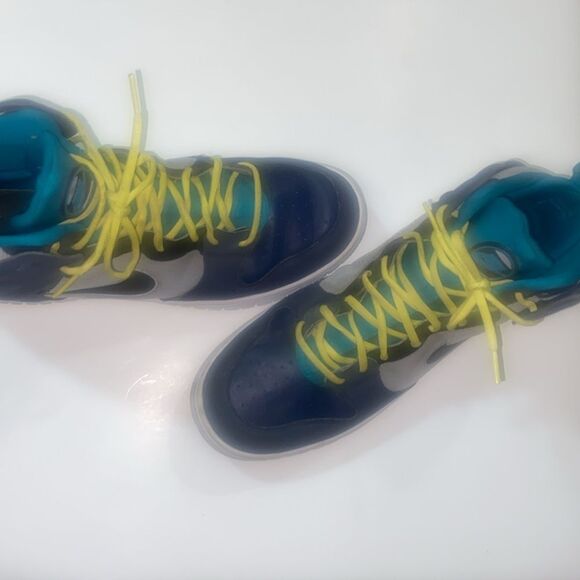 Nike Air Flight High Can’t Jump Blue Sneakers with Yellow Laces Men Size 12 USA - Picture 8 of 15